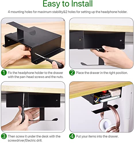 Custom Packing All Under Desk Shelf Storage Drawers Basket Organizer for Office