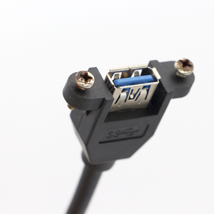 Y Splitter Screw Locking Stud Dual USB 3.0 Type A Female Panel Mount USB Cable with Molex