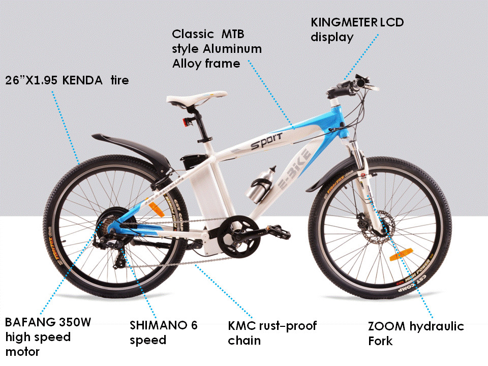 36V 350W Electric Mountain Bicycle , Aluminum Electric Mountain Bike 32km/H