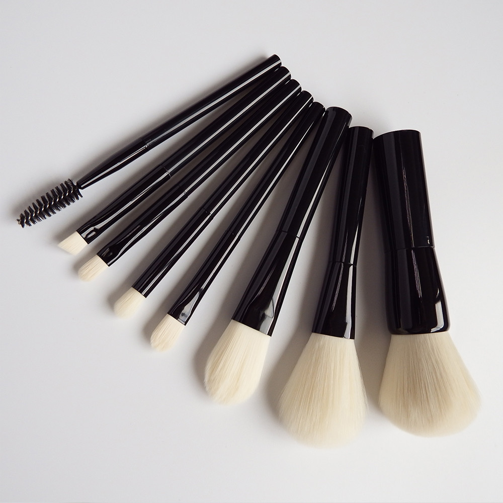 Double Ended Travel Makeup Brush Set 8pcs Aluminum Ferrule Easy To Carry Out