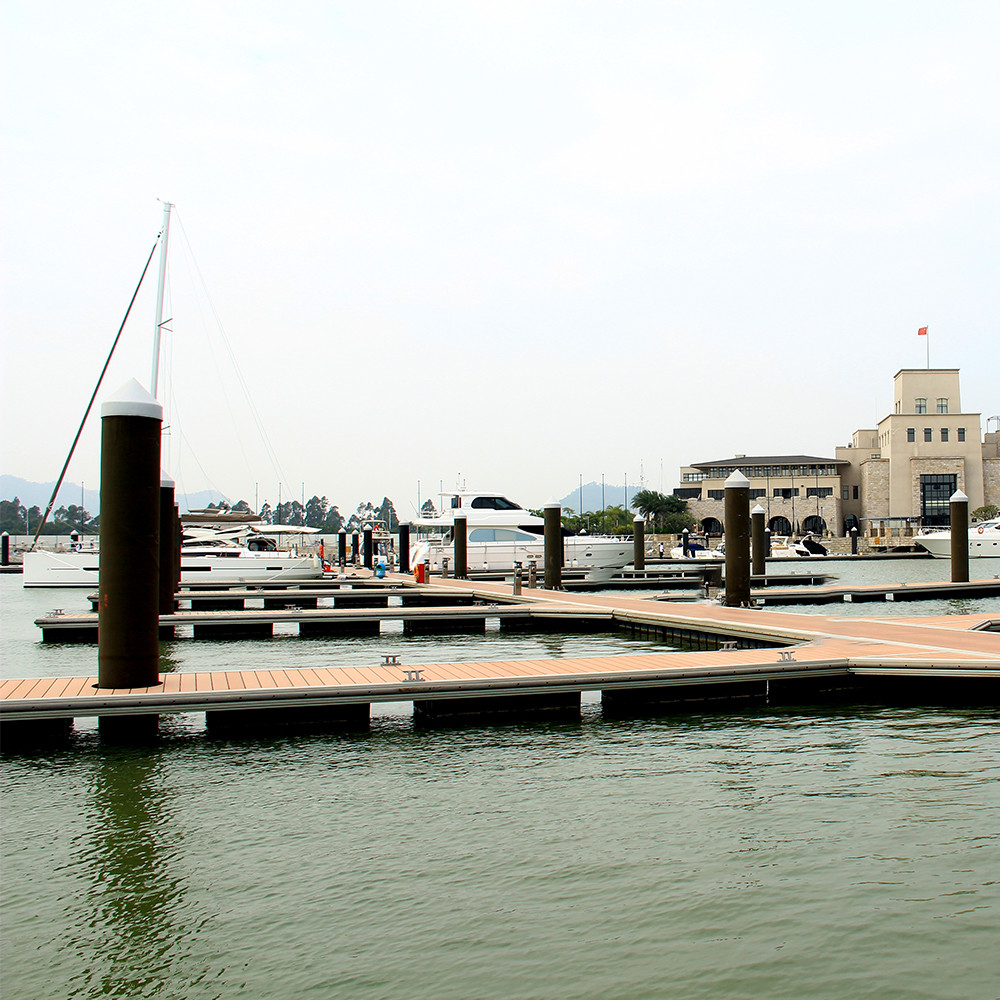 Welded Aluminum Alloy Floating Pontoons Marina Yacht Floating Dock With WPC Decking