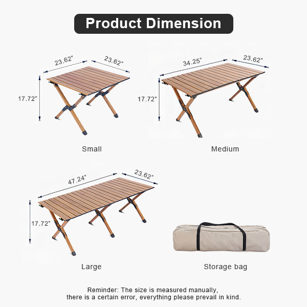 Lightweight Roll Up Folding Camping Coffee Table 6.70kg Wood Grain Color Metal Folding Table