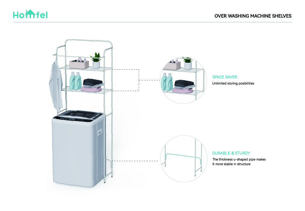 Pull Out Expandable 3-Tier Laundry Room Shelf Over The Washing Machine Storage Rack Space Saver Shelving Units With Rod