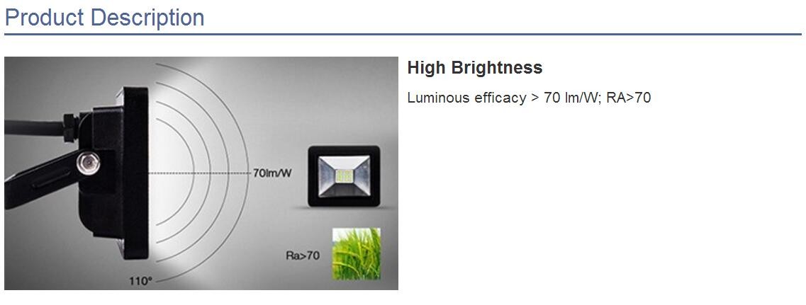 IP65 10w 700lm Stadium Waterproof Led Flood Lights With Tempered Glass , Black Aluminum Body