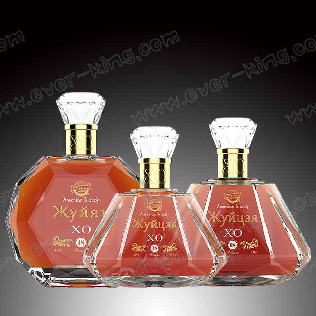 Custom Luxury Diamond Spirits Brandy Glass Bottle 700Ml