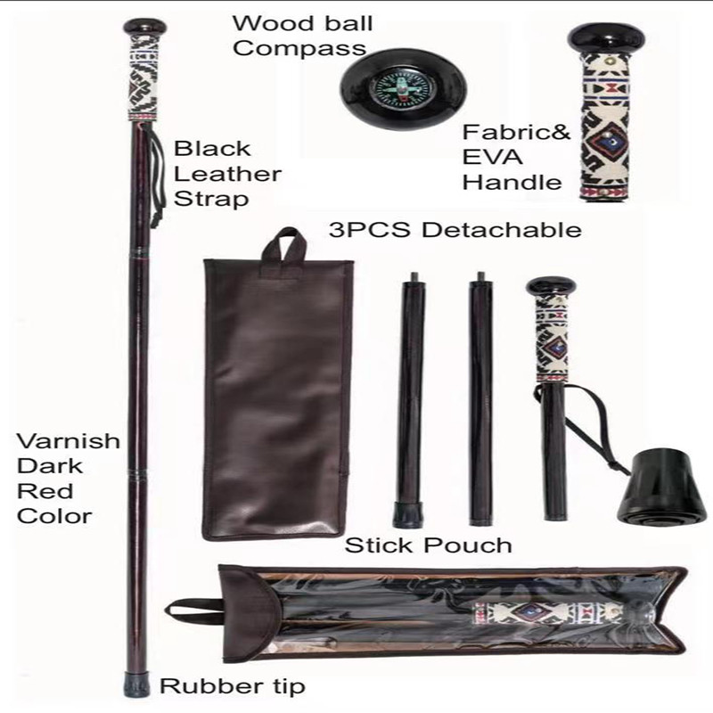 90x3cm Wood Walking Cane Chinese Totem Carving