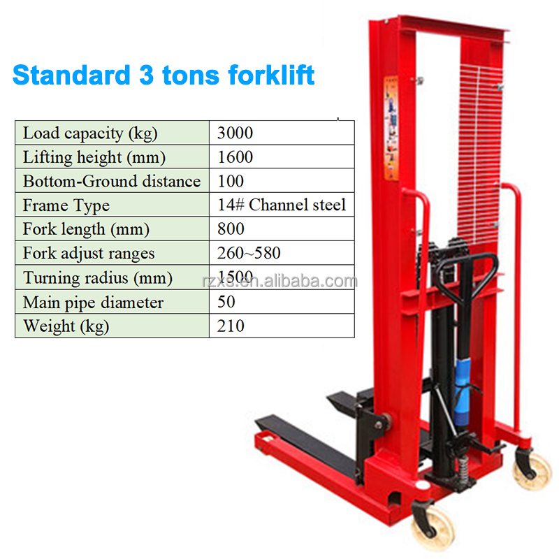 Manual Forklift Stacker for 3000 kg Easy to Maneuver and Operate