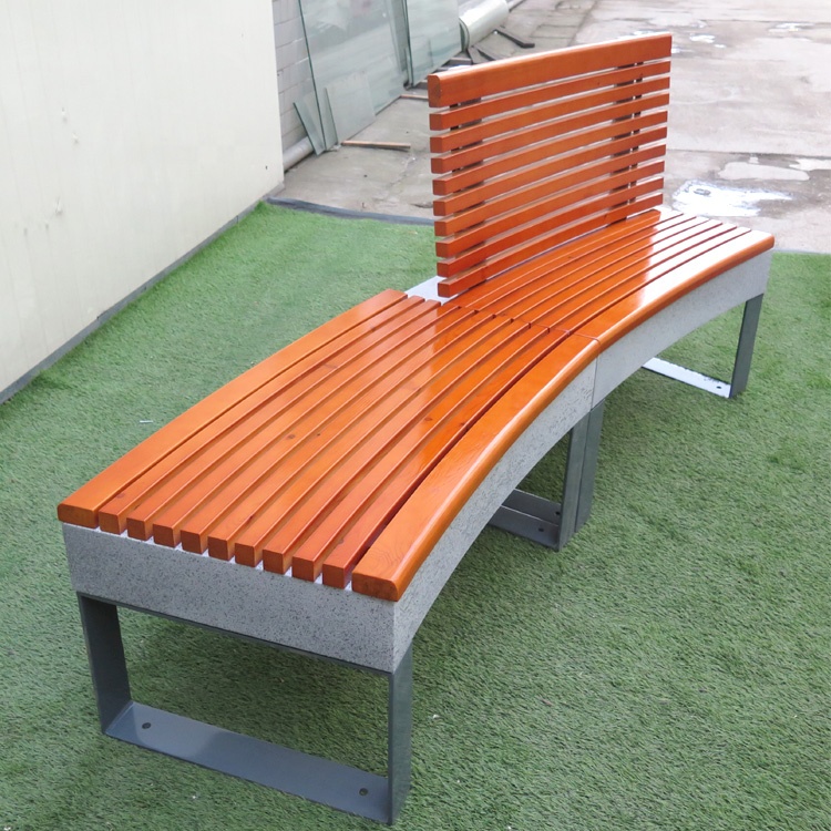 Garden Wooden Stone Bench set with Backrest Stone leg metal Wood Bench Wholesale stone Garden wood bench Wholesale