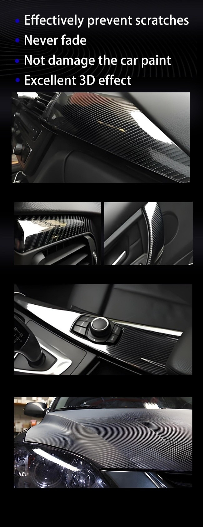 High Heat Tolerant Carbon Fiber Wrap Vinyl With Effortless Wet Application