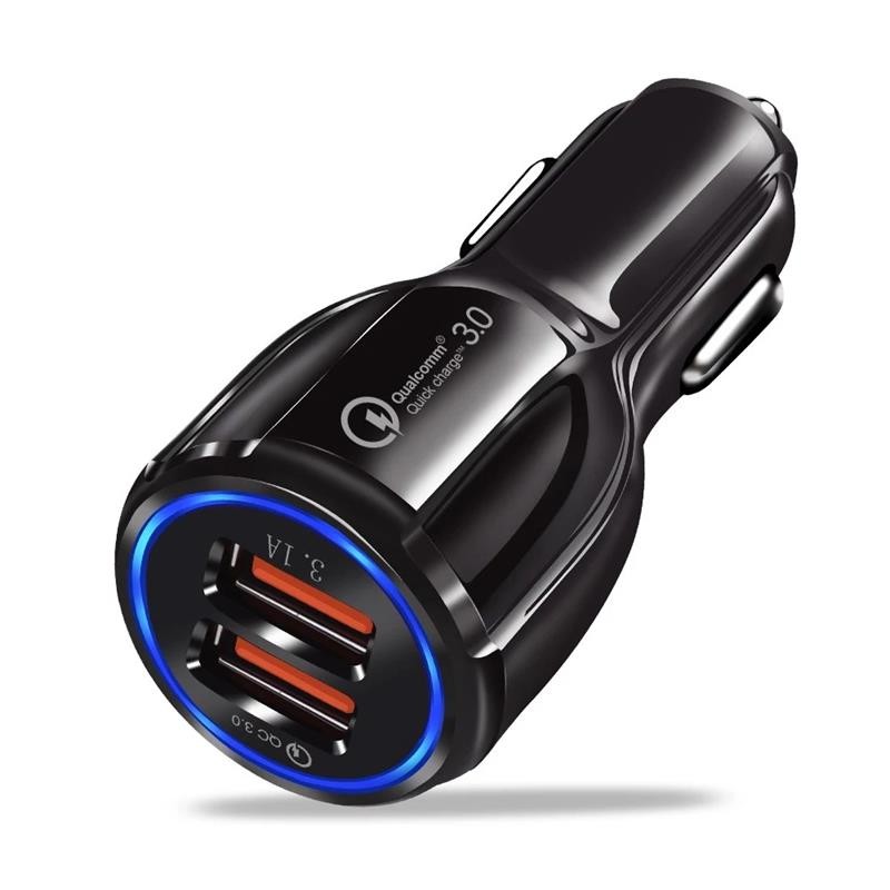 Fast Charging Dual Port Car Charger Adapter 3.1A QC3.0 27g