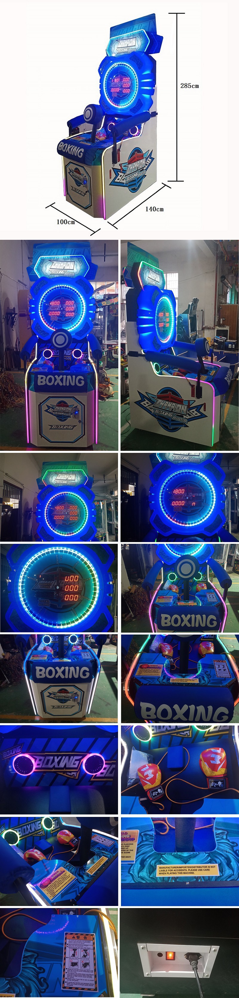 Amusement Park Power Boxing Punch Machine Arcade 110V