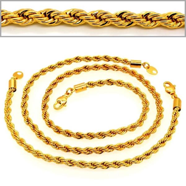 Trendy Men Jewelry Wholesale 18K Real Gold Plated 4.6MM Line shape Necklace