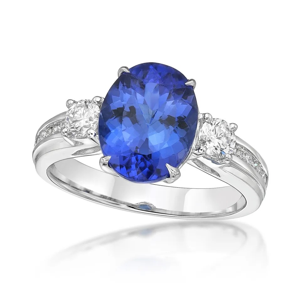 925 Sterling Silver Wholesale Tanzanite Ring Oval Cut Blue Stone Tanzanite Wedding Engagement Ring