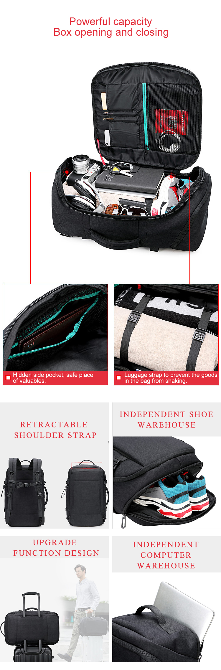 20-35L Waterproof Travel Laptop Backpack With Charger OEM ODM