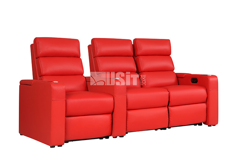 Home Theater Recliner Seating Genuine Leather Cinema Power Reclining Sofa