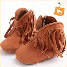 New designed cheap Faux fur soft cotton sole anti-slip prewalker outdoor baby sandals
