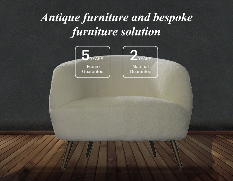 Defaico White Wool Armchair For Restaurant Hotel SGS ISO Approval