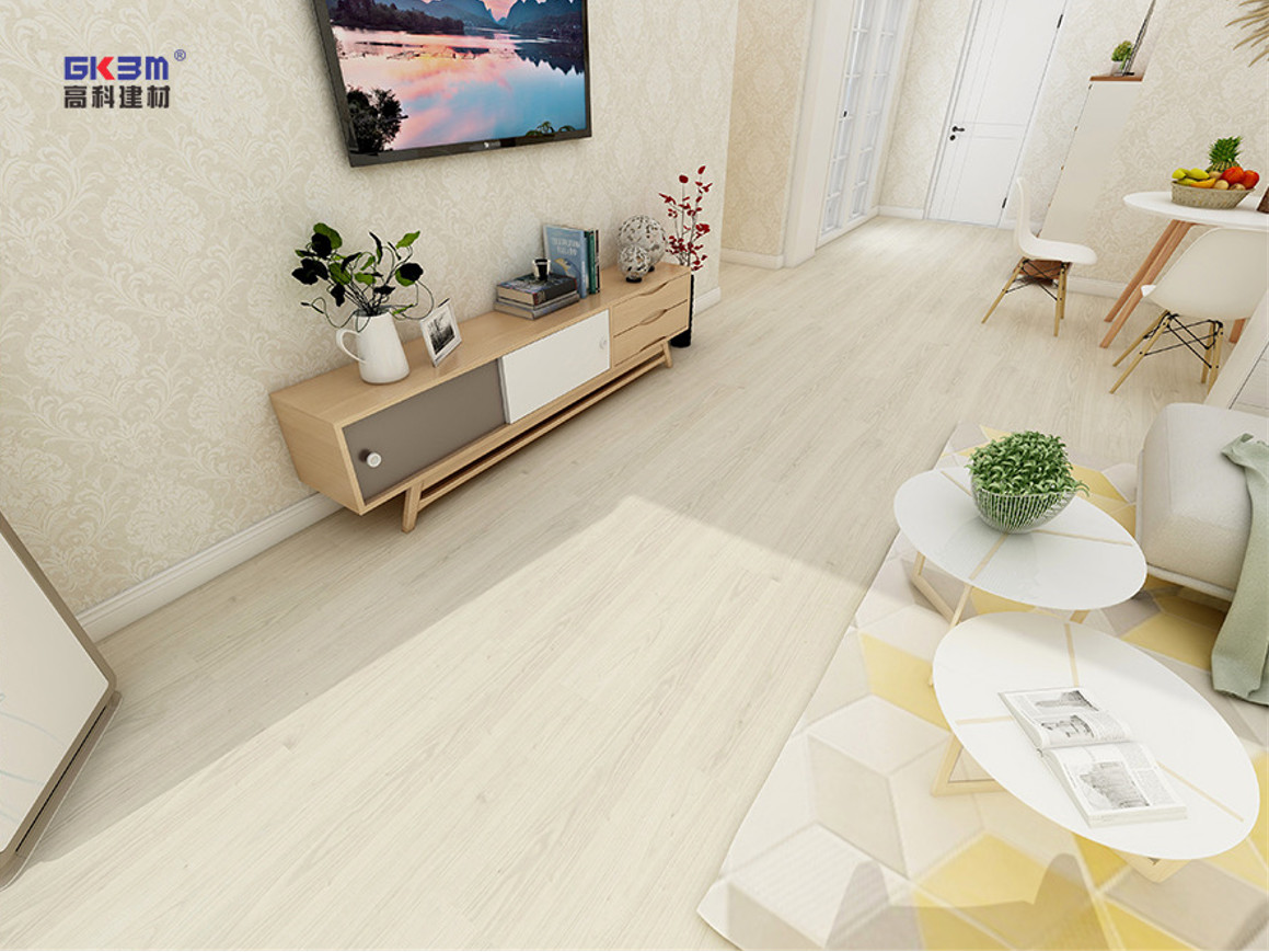 Ice Snow Burlywood Unilin SPC Click Flooring Wood Grain Sound Proof GKBM Greenpy MJ-W6001