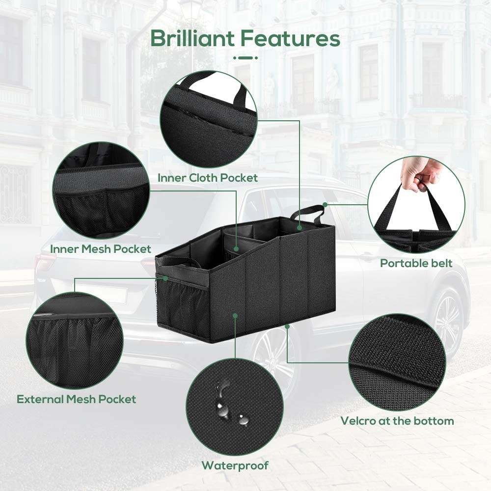 Large Shopping Car Organizer Bags Grocery Foldable Front Back Seat Truck 19X10X10"