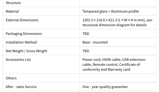 48-inch OLED Transparent Screen Desktop Modelt 1920*540 Resolution 400 Nits Oled Transparent Oled Panel