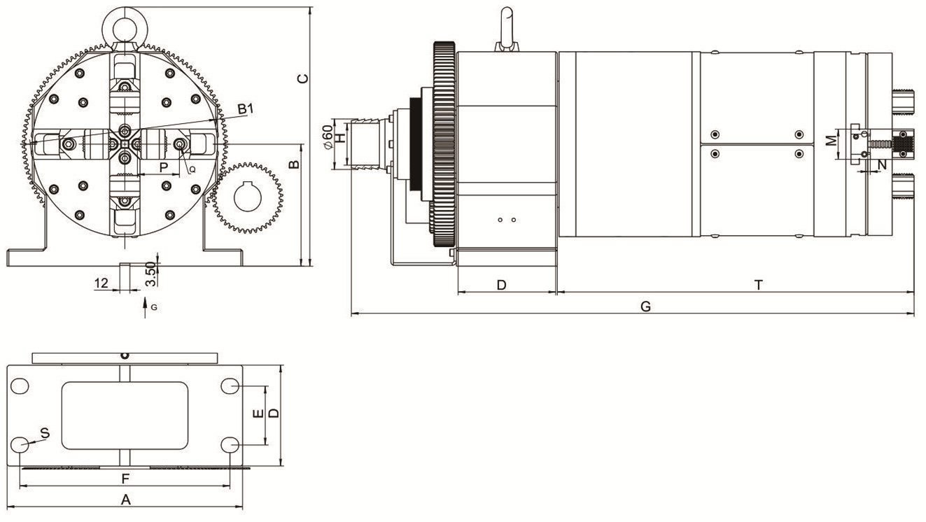 Environmentally Friendly Double Acting Feeding Chuck With Full Through Hole
