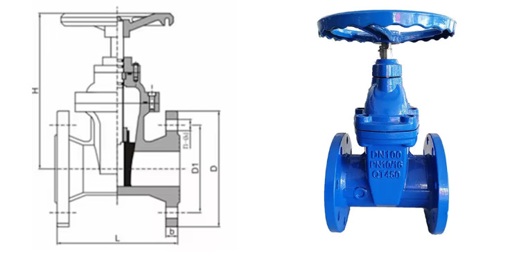 DN50 PN10 No Rise Stem Manual Gate Valve Ductile Iron Cast Steel Stainless Steel For Water Conservancy