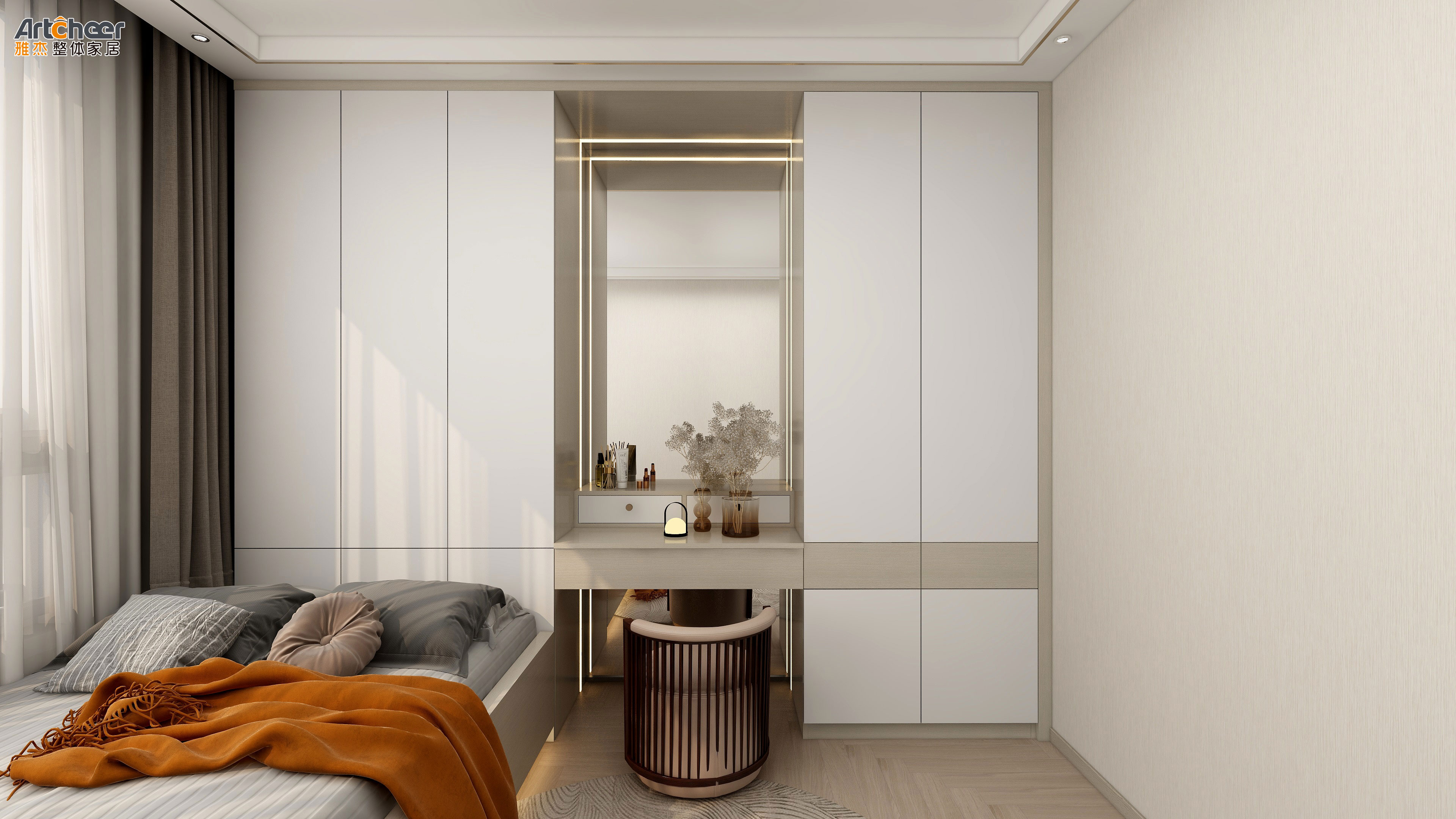 Wooden Bedroom Storage Closet Hinge Door Wardrobe Customized Color for Personalized