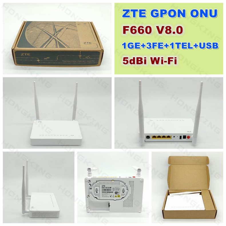 FTTH 1GE 3FE USB VOIP USB Modem ZTE ZXHN F660 V8.0 5dBi WiFi GPON ONU