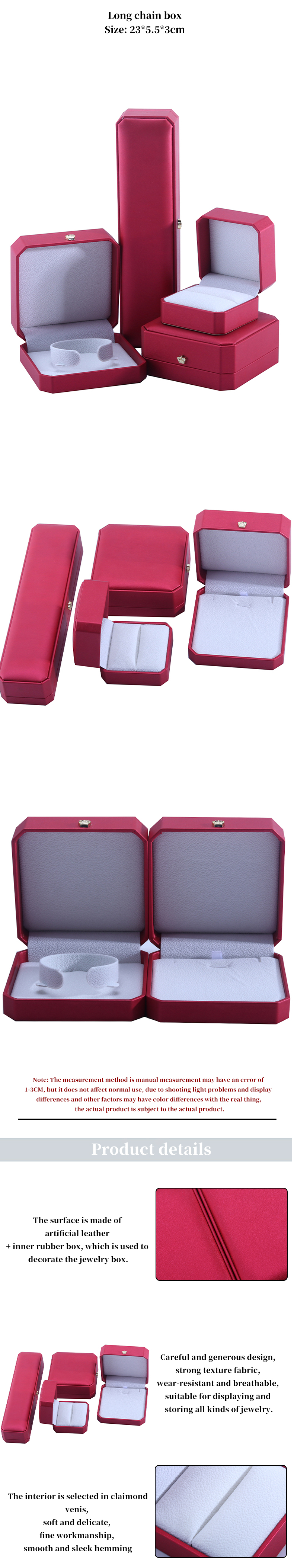 Newest Rectangle Hanhong Custom Red PU Leather Bracelet Packaging Box for Jewelry Storage