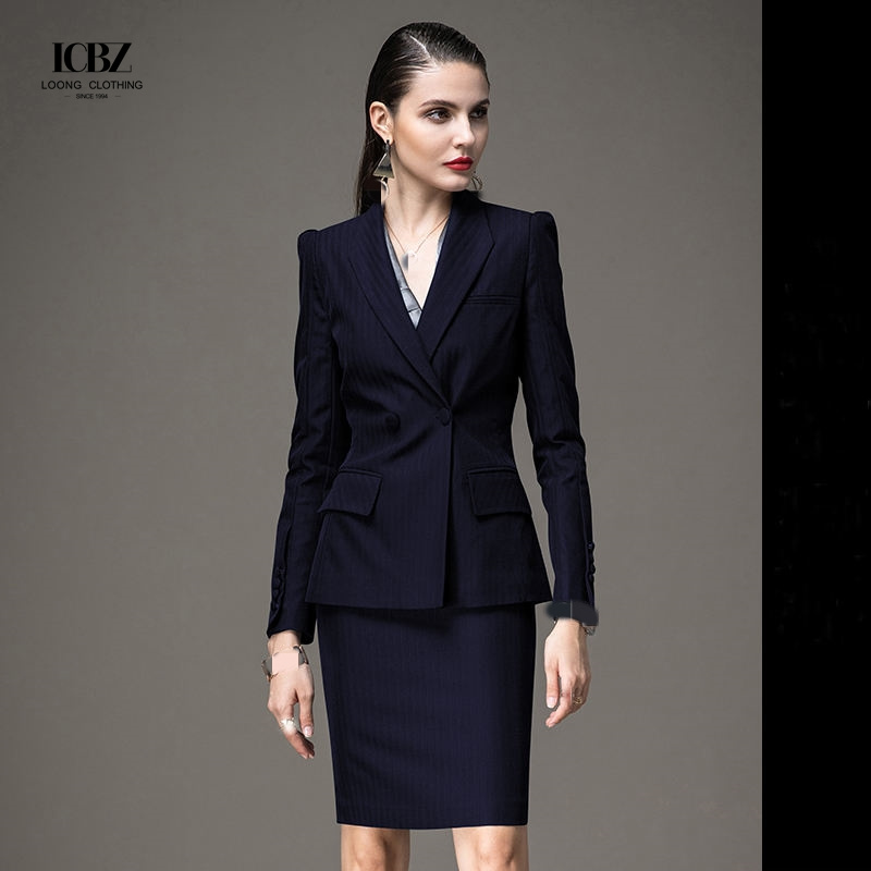 Autumn Dress Women's Fitted Business Suits with Hand Embroidery and Pure Pattern