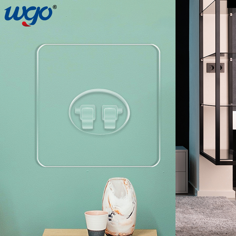 WGO Transparent Sticky Buckle Stick On Shower Shelf Wall Broom Holder Adhesive Hooks Clear / Silver