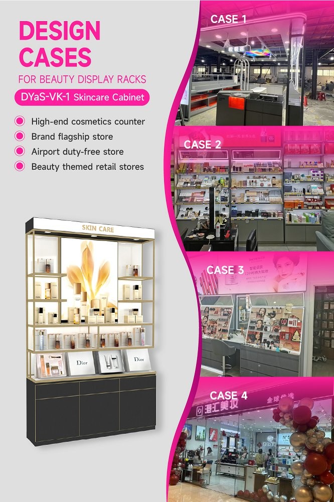 DYaS-VK-1 Skincare Display Cabinet with 60mm Light Box and Iron Square Tube
