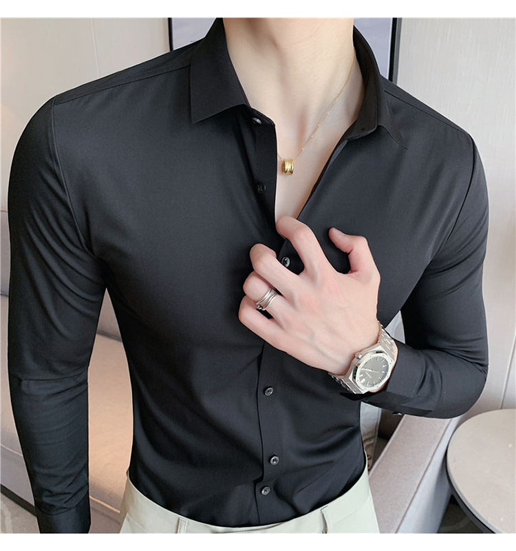 Autumn DRESS SHIRTS Business Casual Custom Long Sleeve Solid Cotton Slim Fit Men Shirt