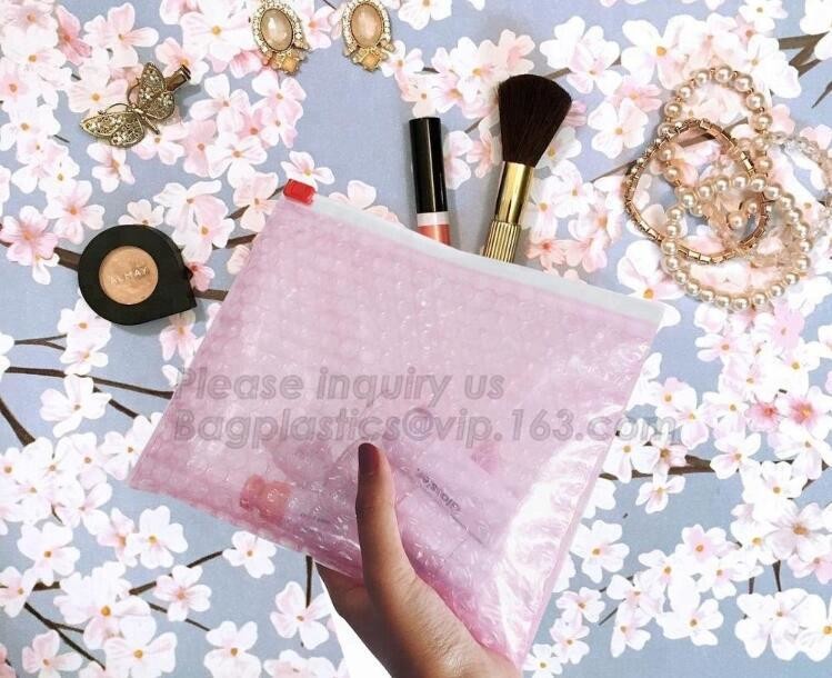 Cosmetic Slider Zip lockkk Bubble Bags Bubble Slide Pouch,Zip lockkk esd bubble bag bubble packaging wrap cosmetic pouch slide