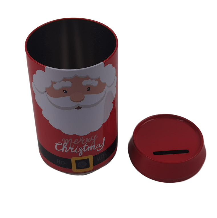 Coca Cola Shape Empty Metal Christmas Tin Cans With Coin Slot Lid