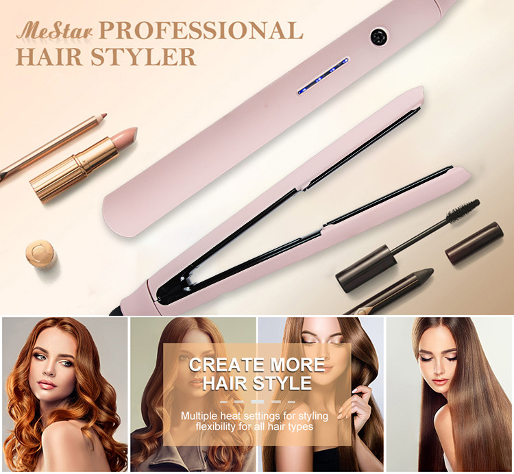55W 2 In 1 Ceramic Tourmaline Ionic Flat Iron Hair Straightener Curler LED Display