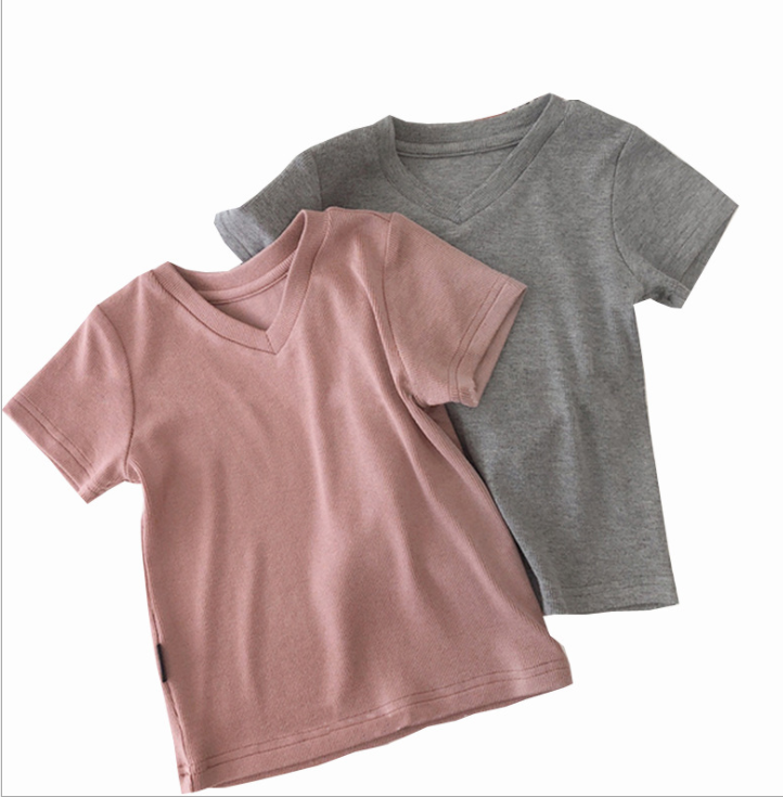 wholesale cheapest child clothing v neck design blank boy t-shirt