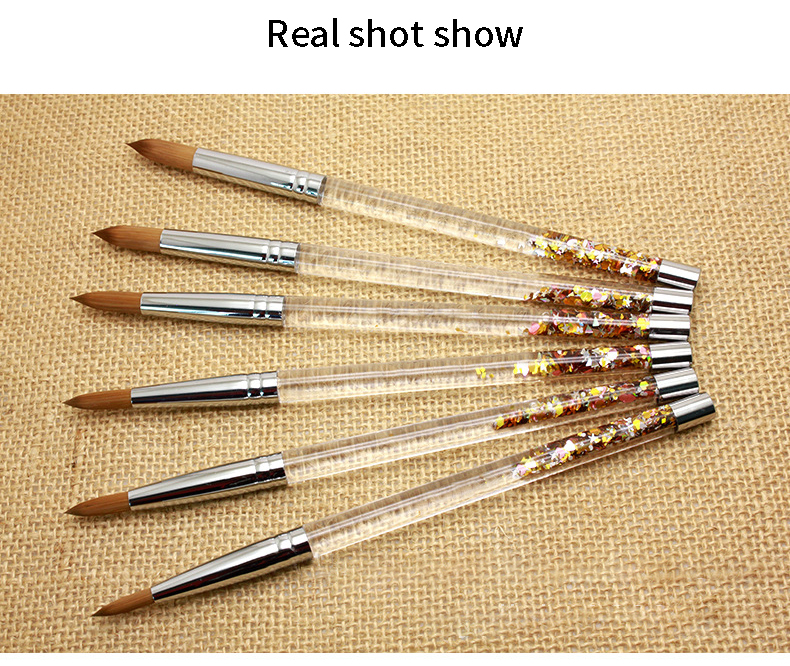 Sable Hair Acrylic Nail Brush Liquid Glitter Handle Vegan Acrylic Nail Brush