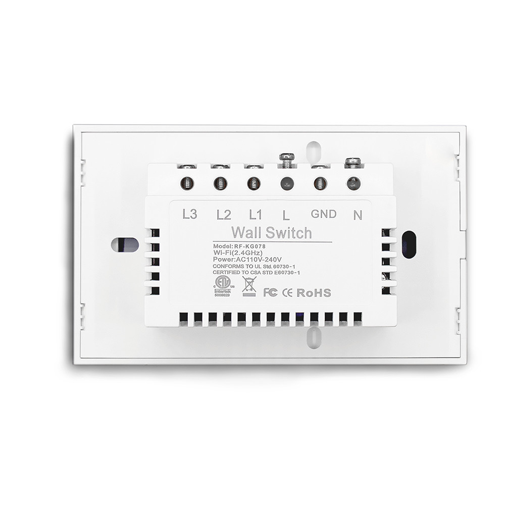 US Standard 3 Gang Smart Touch Light Switch Compatible With Alexa Google Assistant