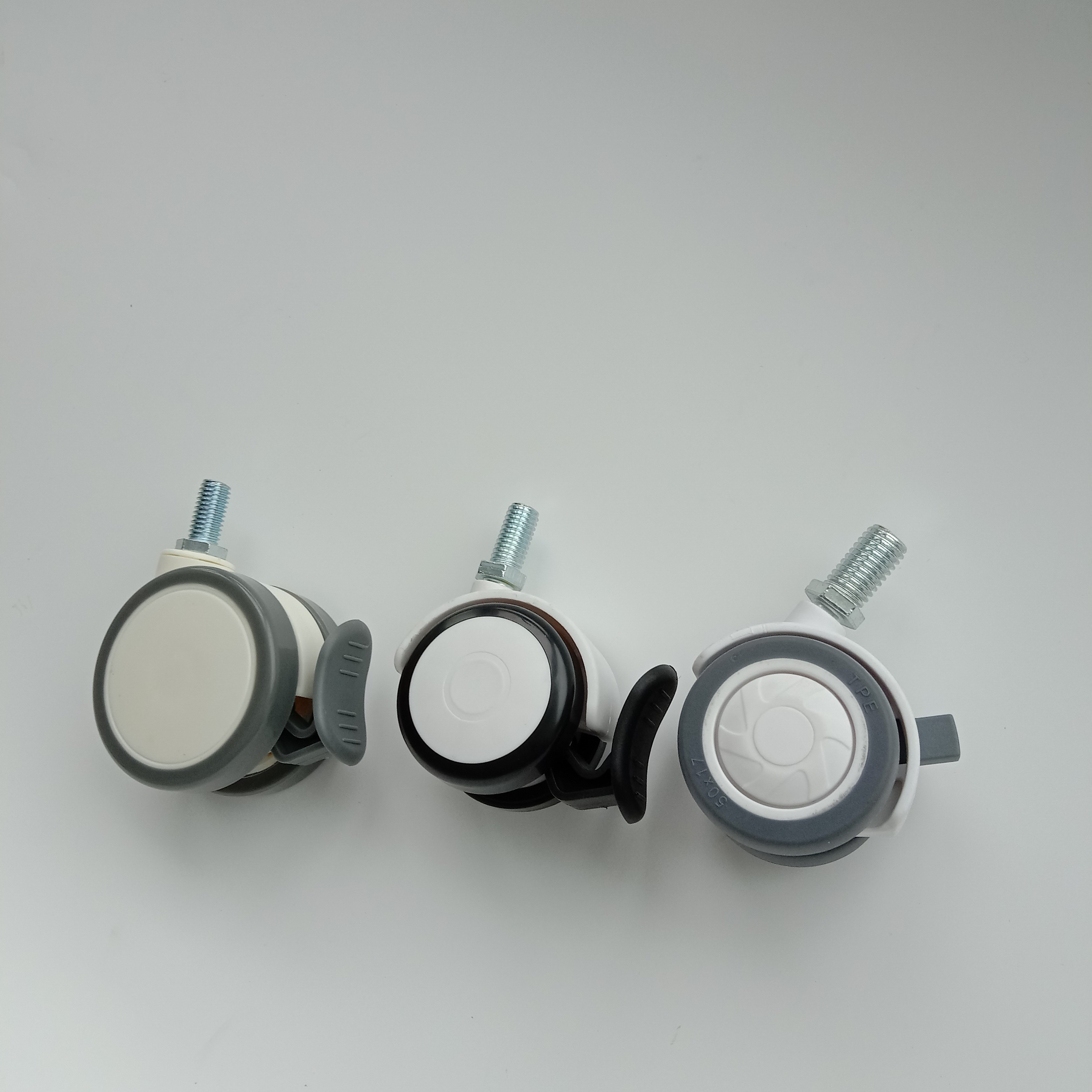 Medical Rubber Heavy Duty Caster Wheels With Brake Stem, Hospital Beds Casters