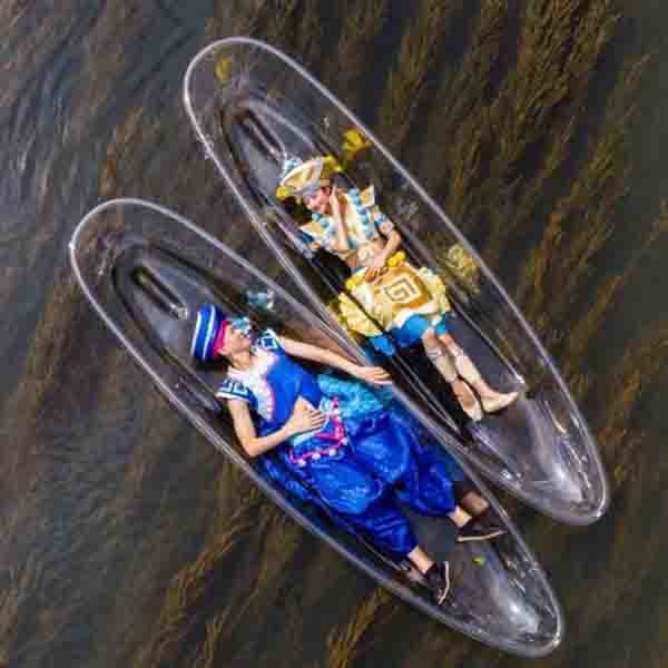Durable Transparent Polycarbonate Boat For Lake Sport 3.38 * 0.93 * 0.35m Size