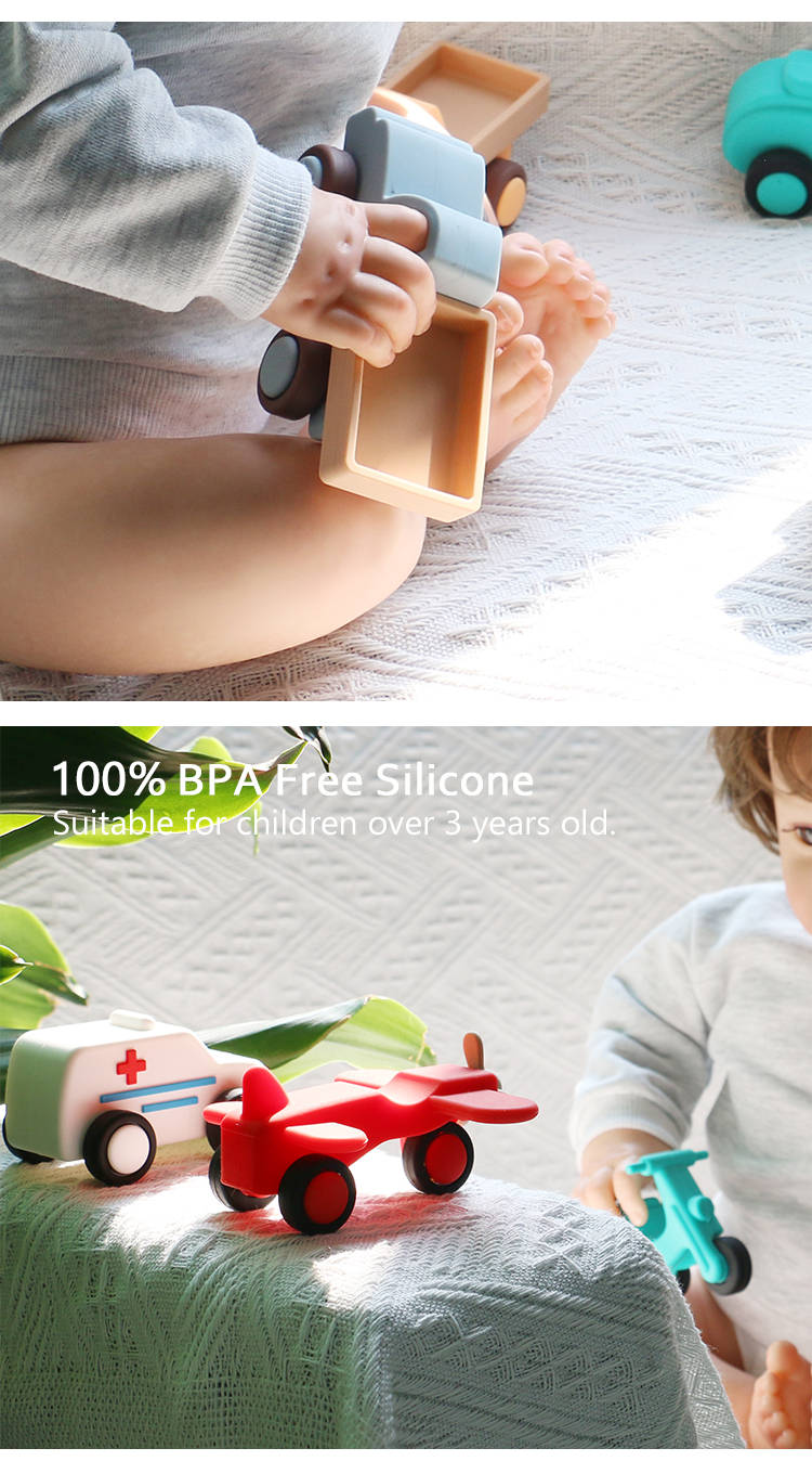 Food Grade Silicone Baby Teething Toy for Molars Infant Toys for Babies 3+ Food Grade Silicone Car Tractor Silicone Kid Toys