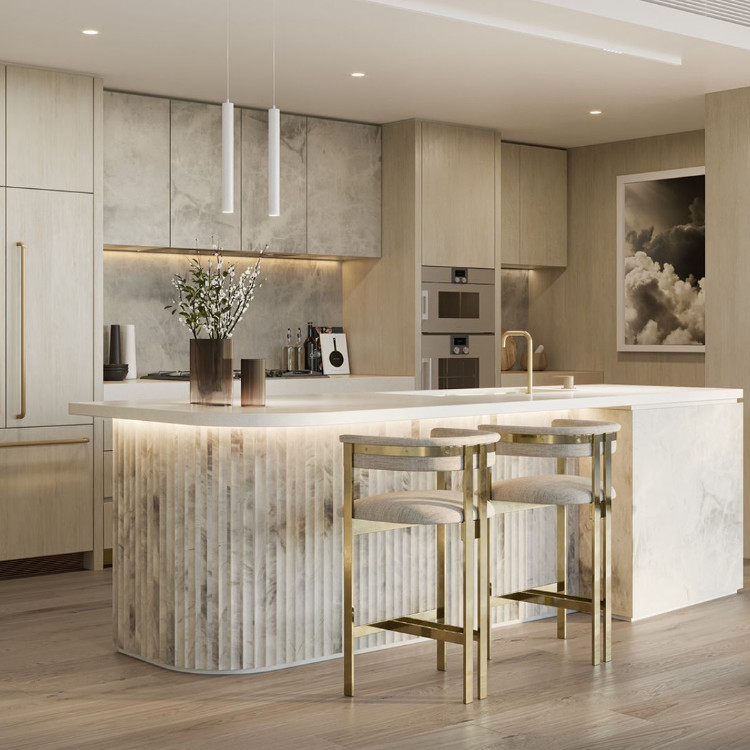 Custom Commercial New Paint Sintered Stone Lacquered Modular Household Furniture Modern Kitchen Designs Cabinet