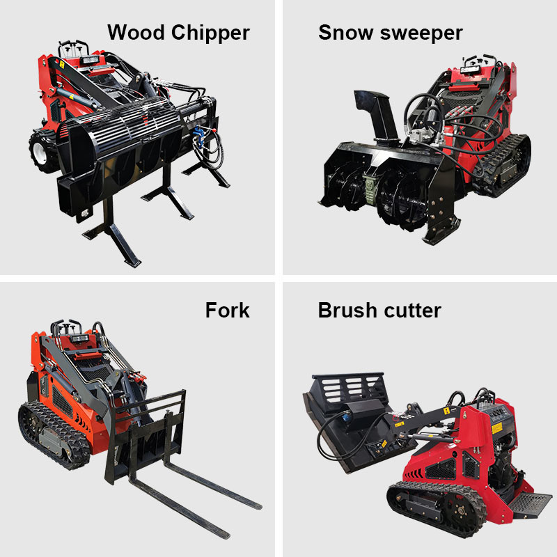 Fork Brush Cutter Wood Chipper Snow Sweeper mini skid steer attachments