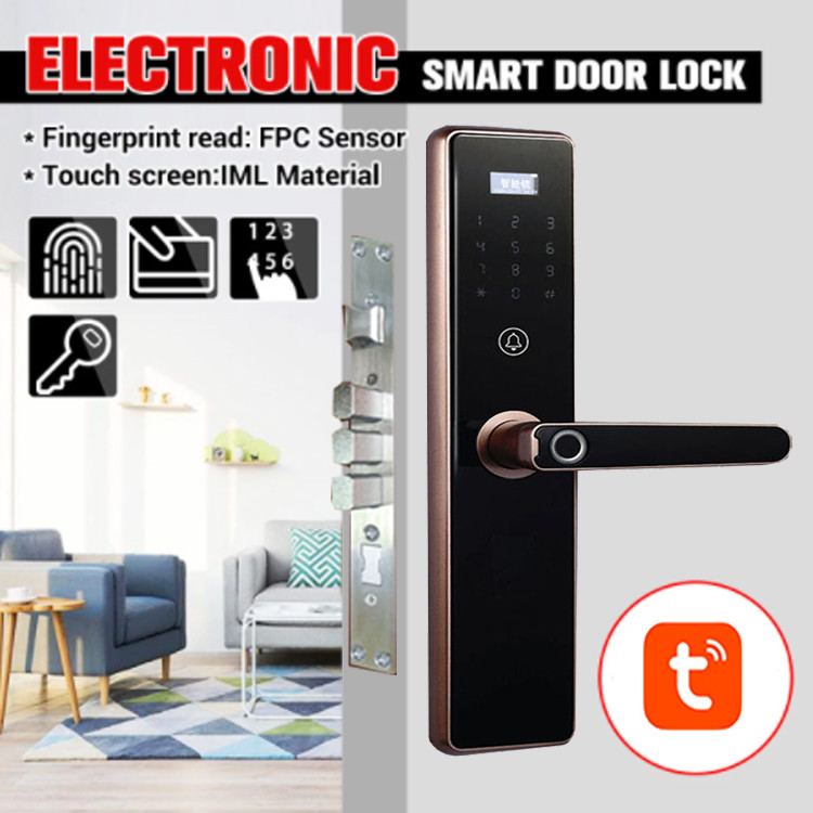 Alkaline Battery Smart Fingerprint Door Lock FCC Anti Theft With Tuya App