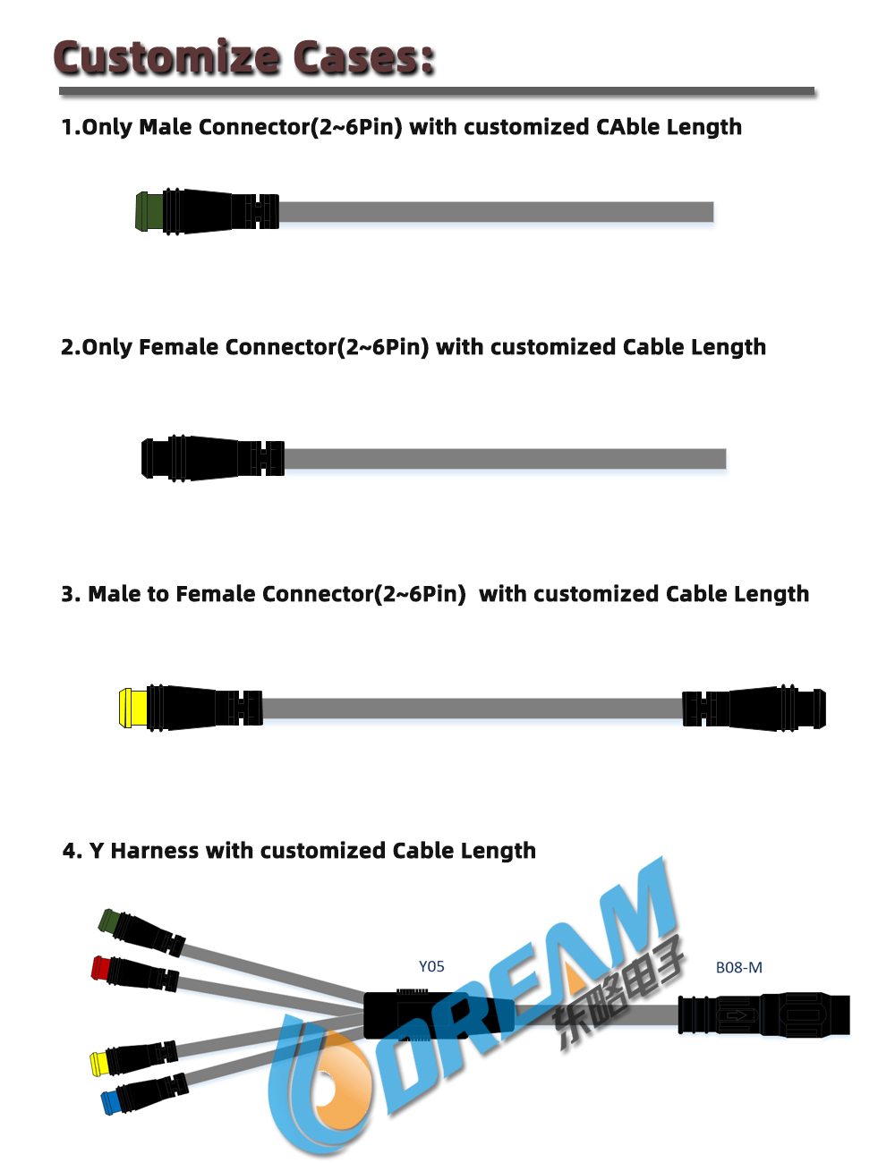 ODM/ OEM E-Bike Connector Female Male 2 3 4 5 6 pin Waterproof Connector