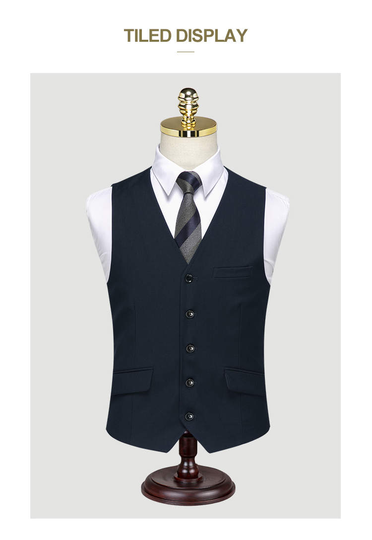 Korean Slim Fit Woven Navy Blue Suit Vest for Men Gender Men Professional Formal Vest