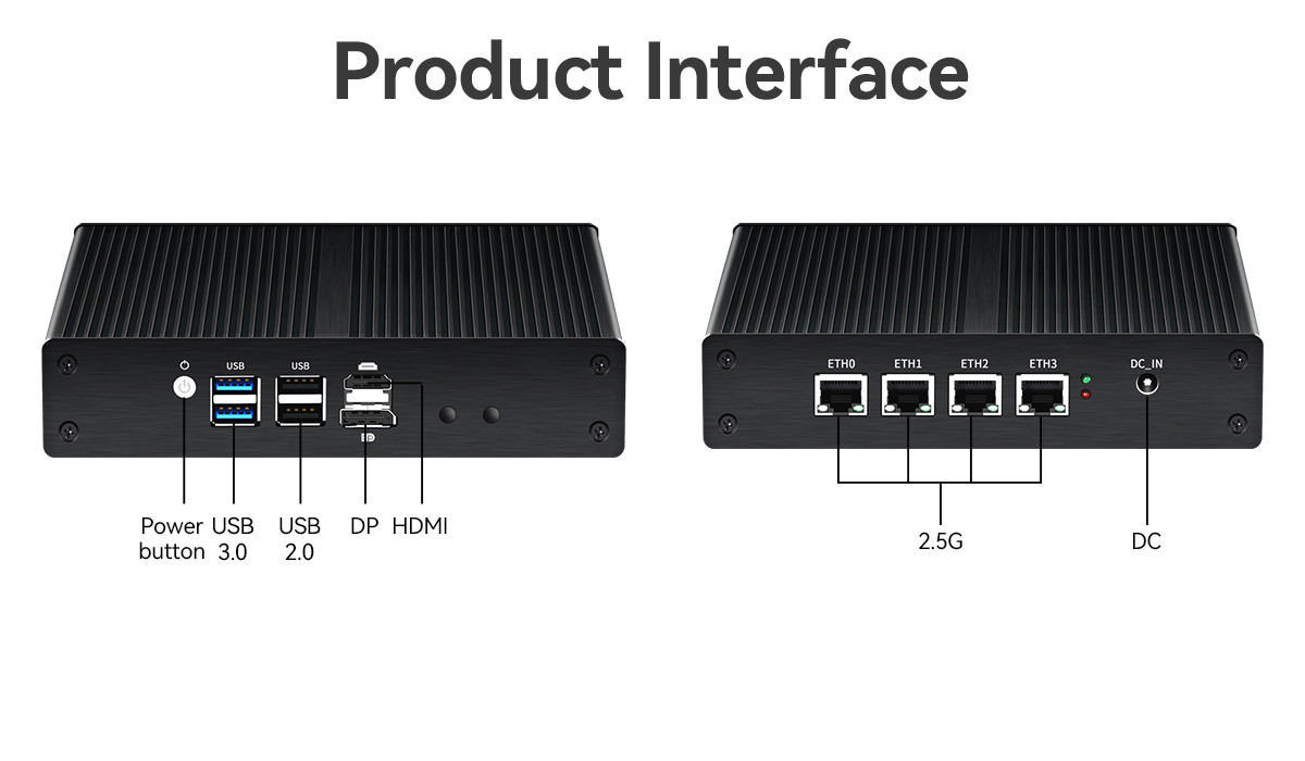 Intel Alder Lake N N100 Mini Firewall PC Four 2.5G Ethernet Mini Network Server