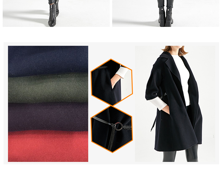 Half Sleeves Women Woolen Dress Coat Wool Jackets For Autumn Winter