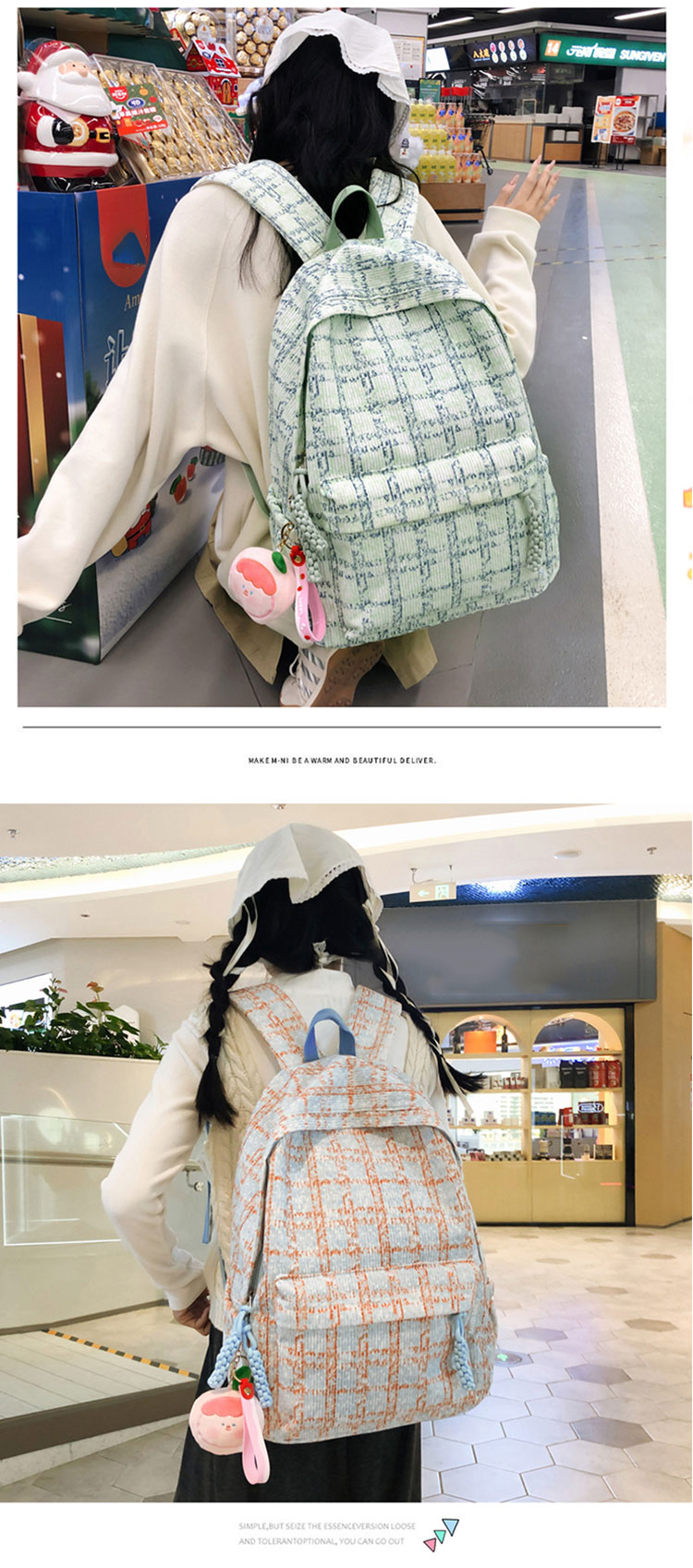 Korean Style Student Schoolbag Backpack , Kids Cute Book Bags Pack Multiple Color